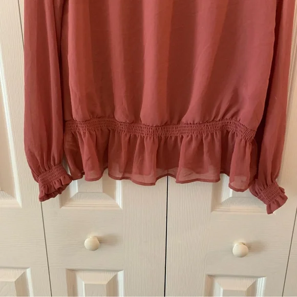 Universal Thread Long Sleeve Lined with Tassels Dusty Rose Blouse NWT Size S - Picture 12 of 15